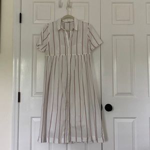 Stripped Midi Shirt Dress